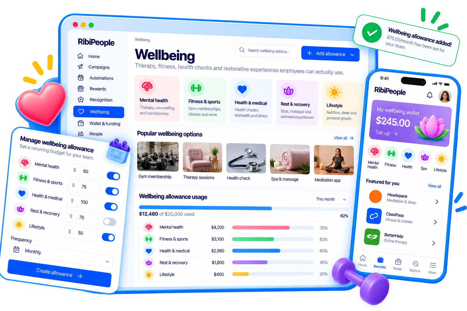 Recognition rewards in RibiPeople