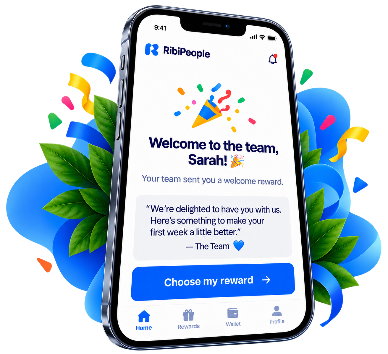 RibiPeople personalised new hire welcome message